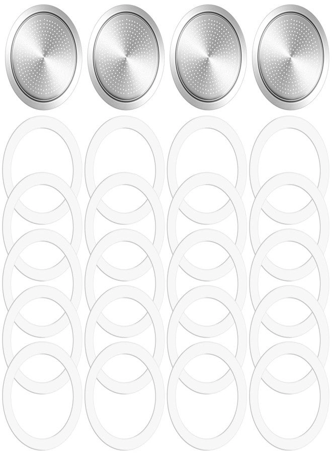 KXWXKXK Silicone Gasket - 20 PCS + Stainless Steel Filter Basket - 4 PCS