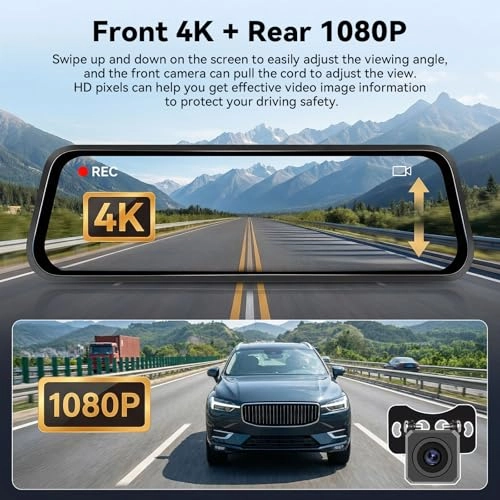9.66 Inch Mirror Dash Cam - 4K 25FPS