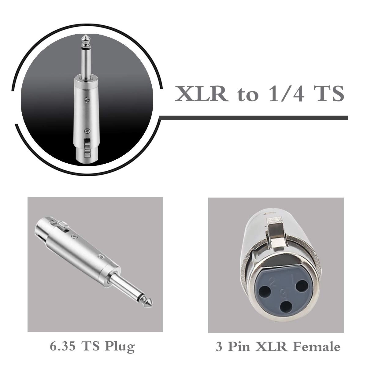 XLR Female to 1/4" TS Mono Adapter Pack