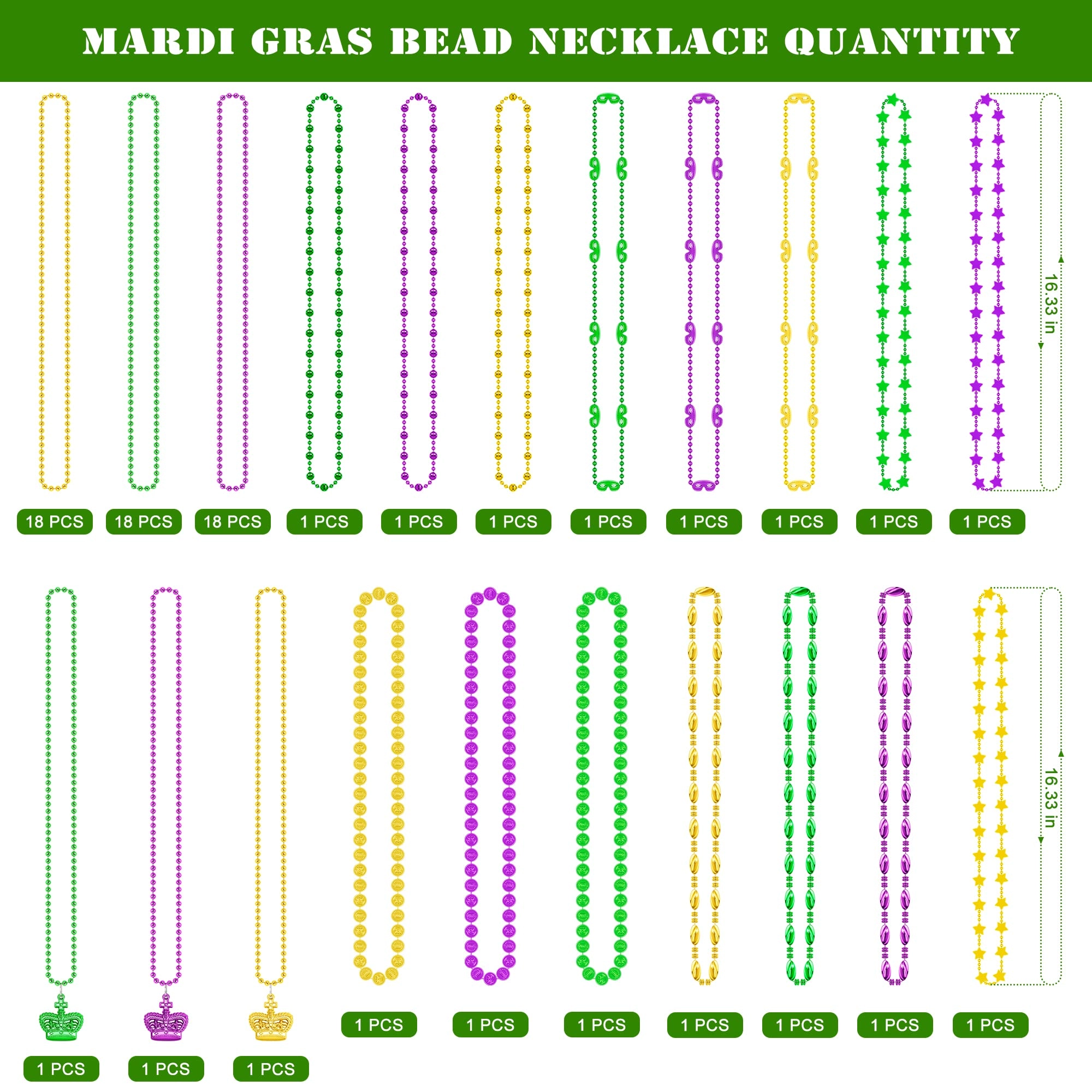 Mardi Gras Beads - 72PCS