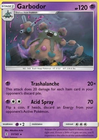 Pokémon Garbodor 51/145 - Guardians Rising English + Toploader