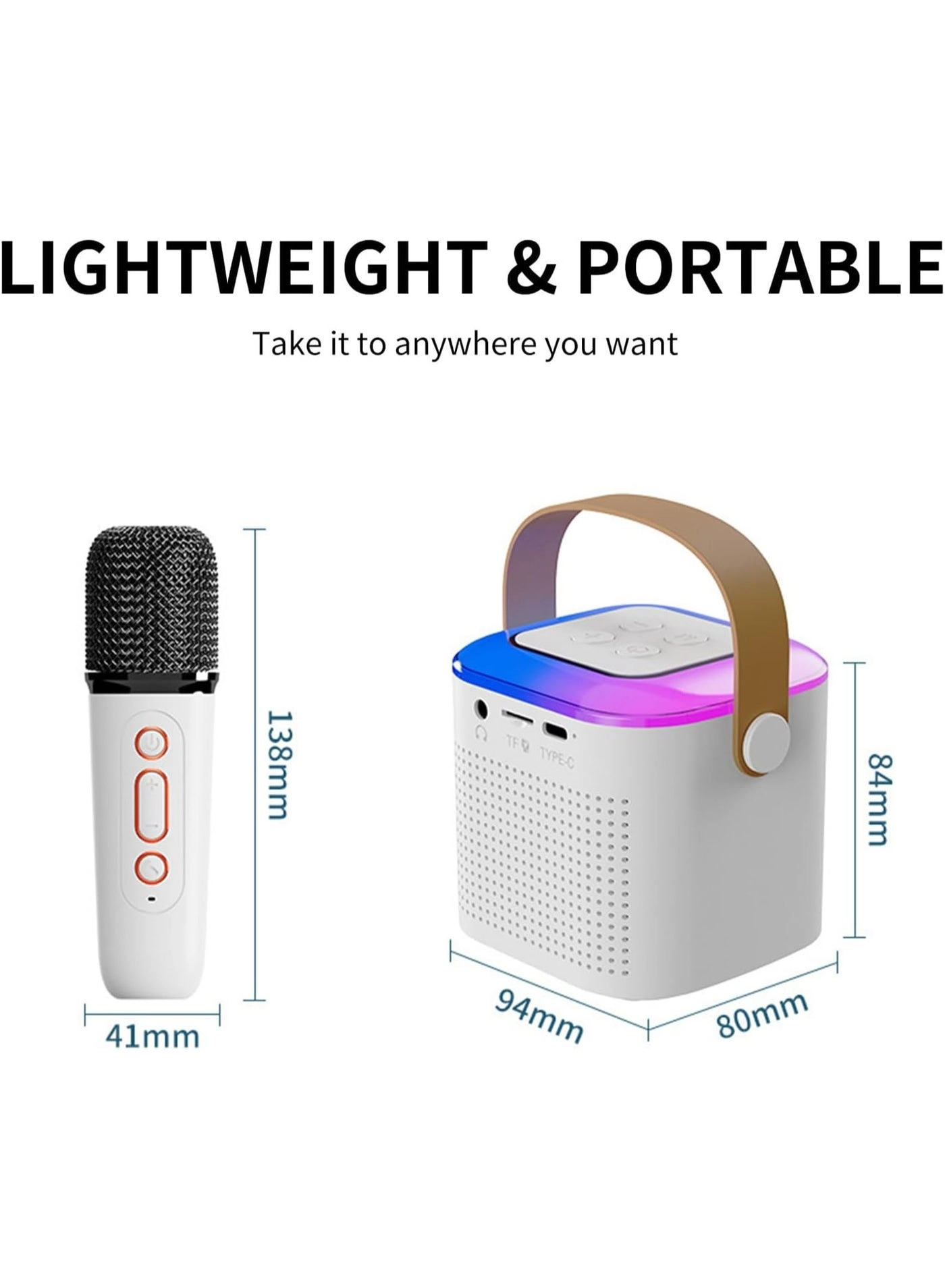 Portable Bluetooth Speaker - 2 handheld, rechargeable wireless microphones