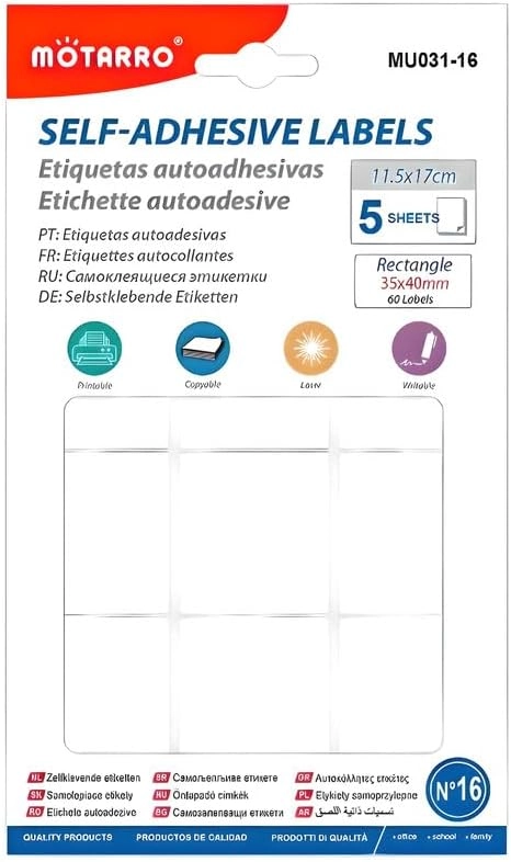 Adhesive Labels - 5 Sheets 35x40mm