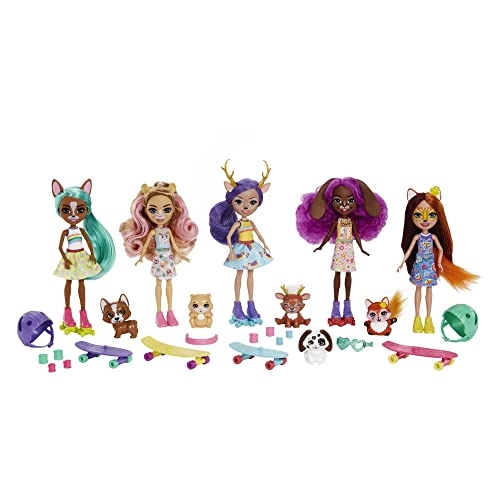 HJH67 - Skateboard in the City 15+ elements 5 dolls 15 cm Ages 4+