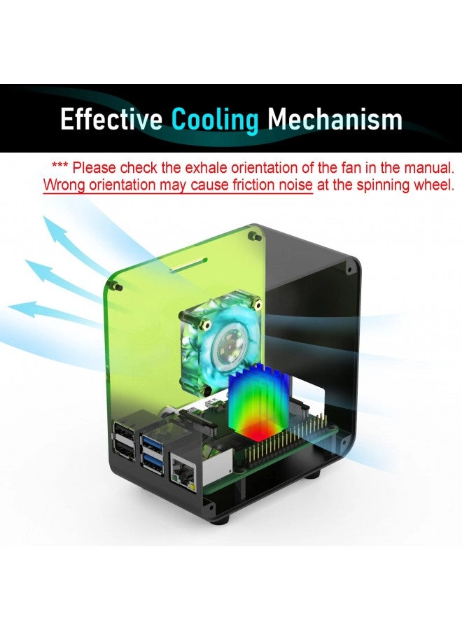 Raspberry Pi 4 Case - Aluminum Mini Tower 4000rpm Fan RGB Mood Light