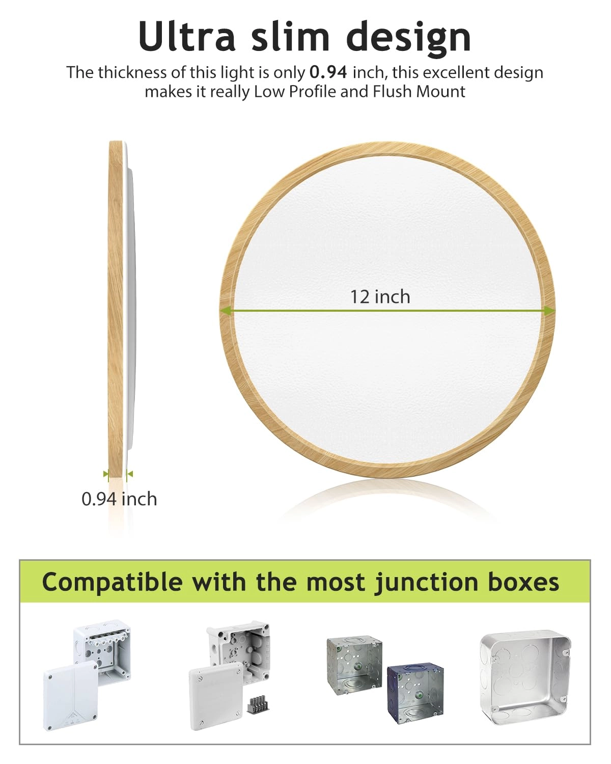 Flush Mount LED Ceiling Light - 3000K 4500K 6000K Dimmable