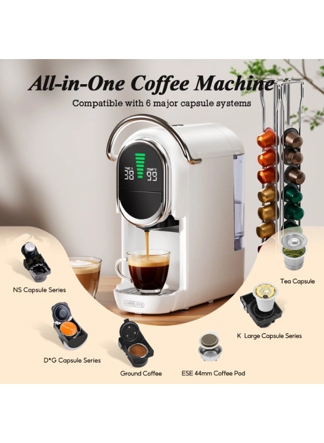 4-in-1 Automatic Capsule Coffee Machine - Adjustable Temperature 19 Bar