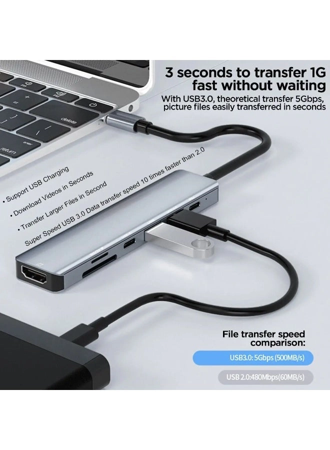 USB C Hub - 7-in-1 4K@60Hz 100W PD