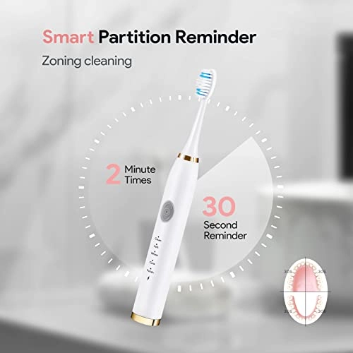 Sonic Electric Toothbrush - 42,000 VPM 2 Minute Timer 5 Modes Pack