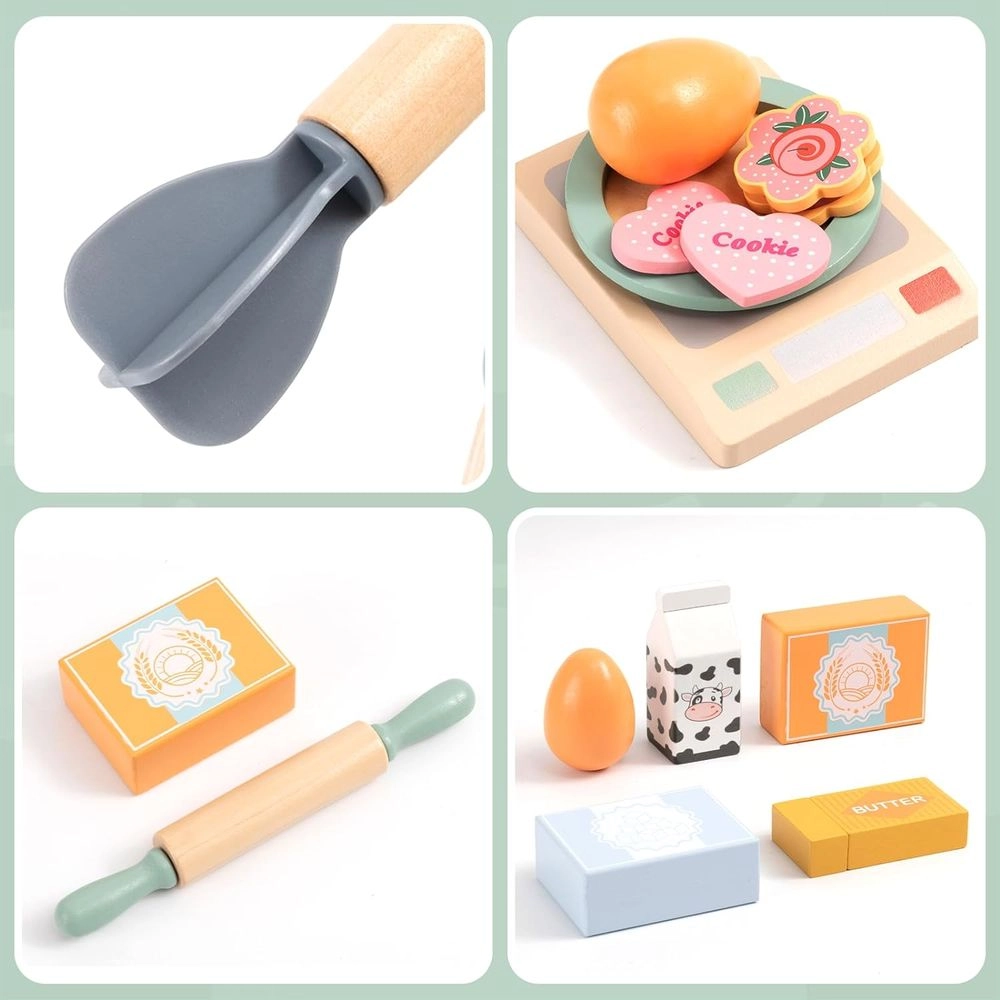 Kids Wooden Stand Mixer Baking Pretend Playset - 14pcs (5551007-KABI-0152)