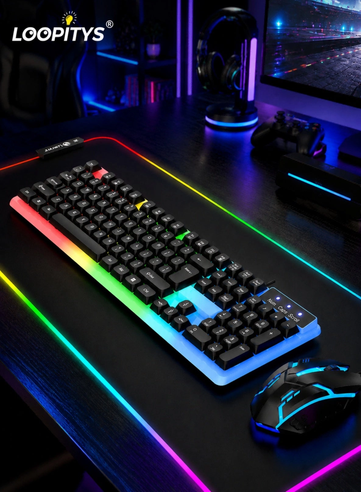 LOOPITYS Gaming Keyboard + Gaming Mouse - Wired