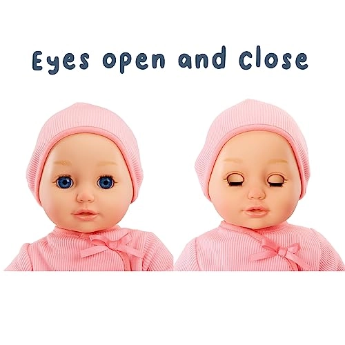 Annabell Baby Doll - 14 inch Soft-Bodied Eyes Open & Close Blue Eyes Pink Outfit Ages 1+