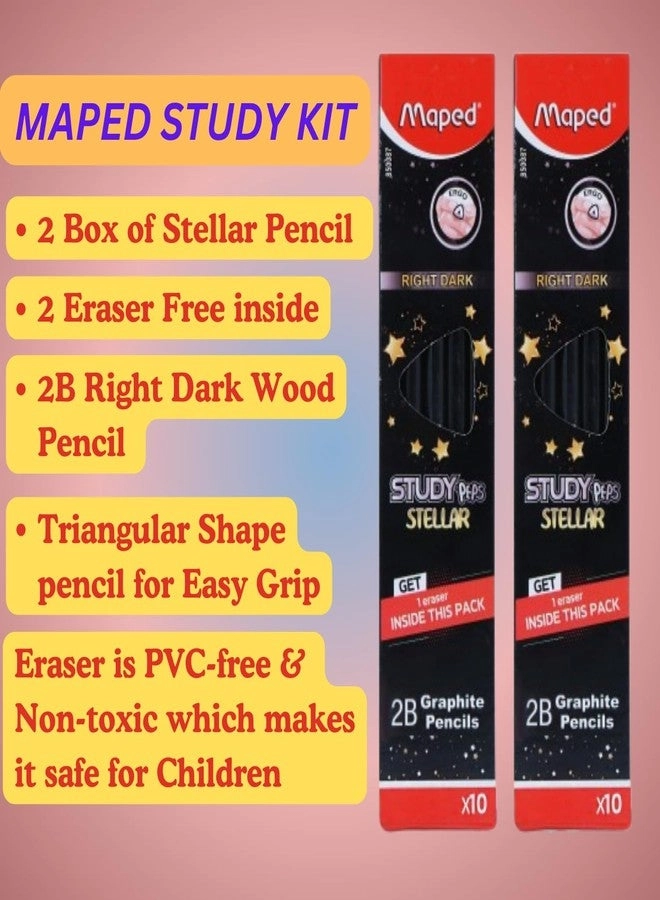 Stationery Kit(Deepsea Paradise) + Foldable 15cm Scale + Sharpner with Canister to collect Shaving + Traingular Graphite Pencil + Pencil Eraser Sharpener Kit + Stylish Stationery for School & Office Use