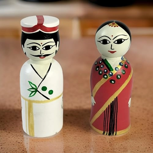 Wooden Peg Dolls, Raja Rani Couple - 2 pcs (RRCD121)