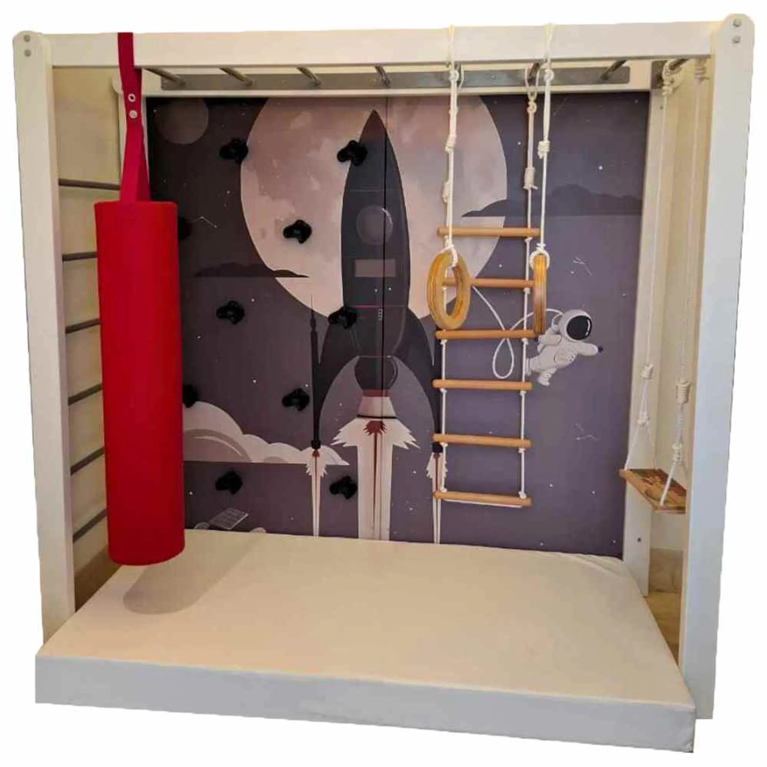 Monkey Bar With Climbing Wall - Adjustable Height 65 KG