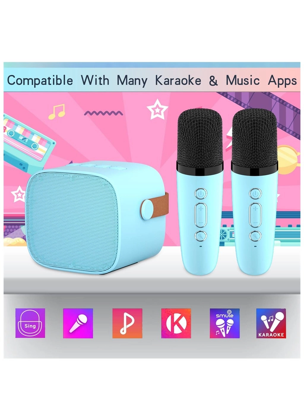 Portable Bluetooth Karaoke Speaker - 2 Microphones