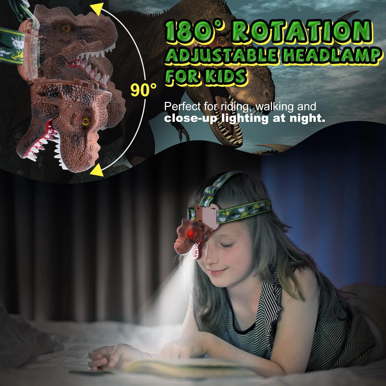 Dinosaur Headlamp - Rechargeable 2 Pack