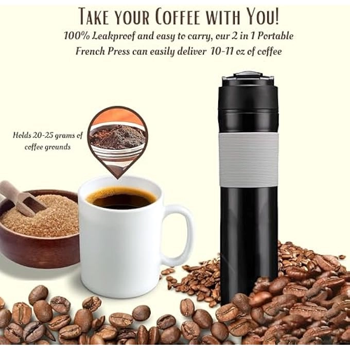 2In1 Travel French Press Coffee Maker - 118 Oz