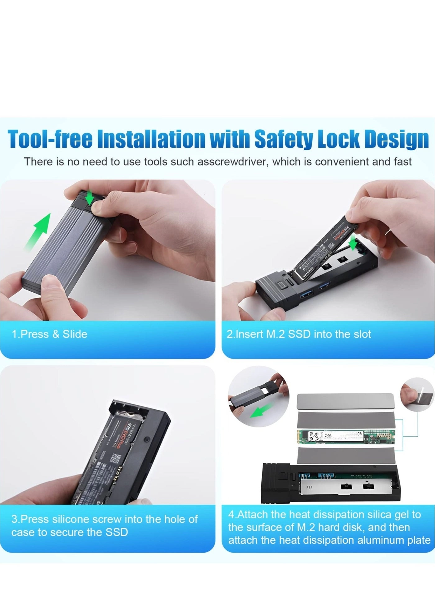 USB C Hub - 100W PD3.0 M.2 NVMe/SATA 10Gbps 4K@30Hz HDMI