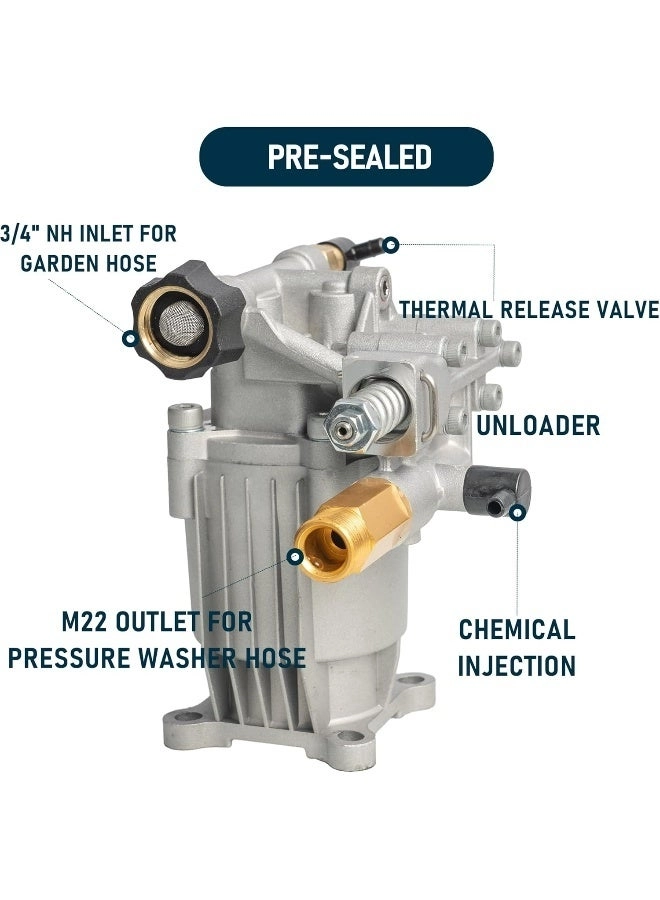 3/4" Shaft Horizontal Pressure Washer Pump - 3400Psi 2.5Gpm