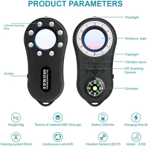 Hidden Camera Detector - RF Signal Scanner 0-15m 9 Levels Sensitivity