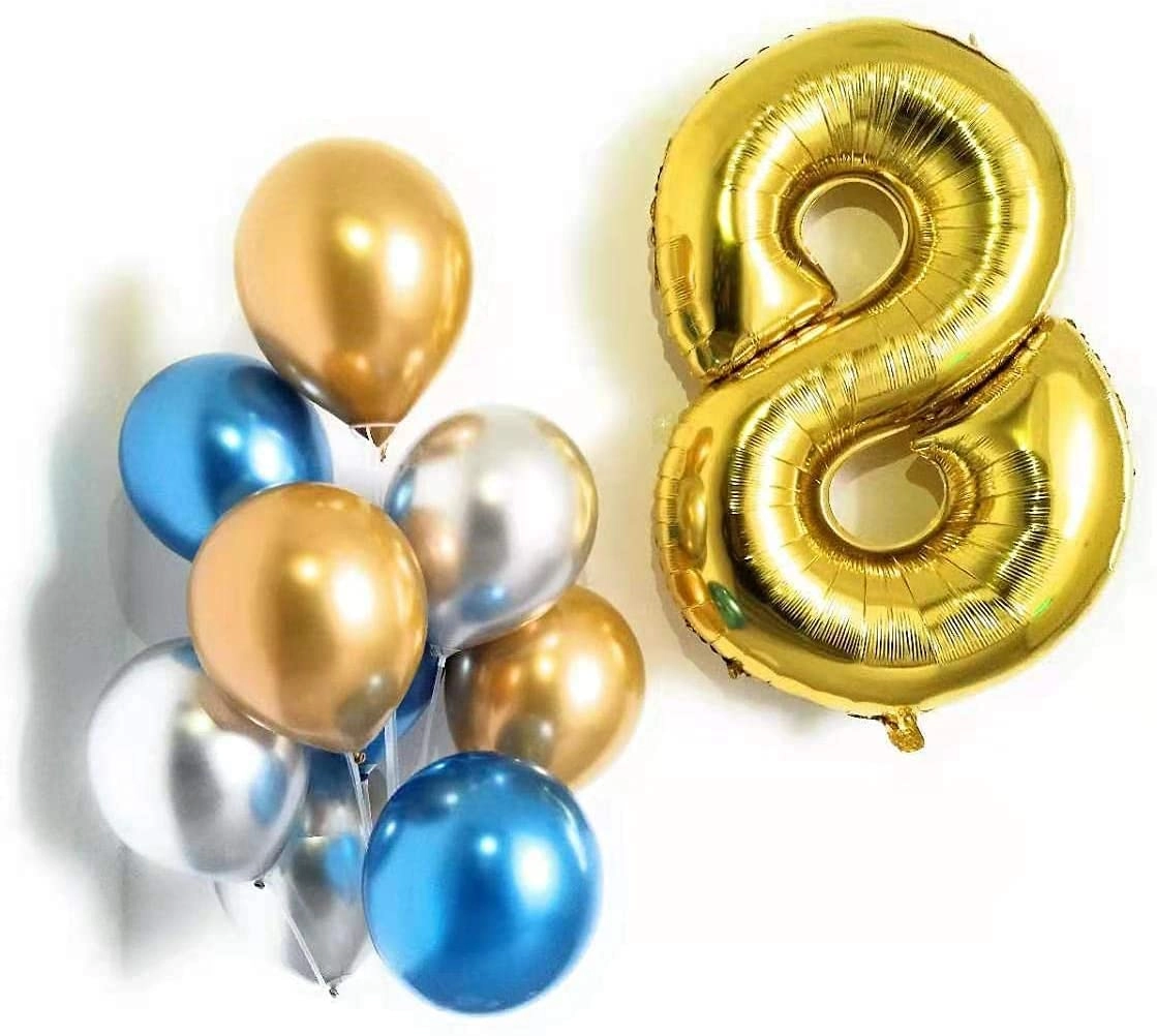 Number 8 Foil Balloon - 9 8th Birthday