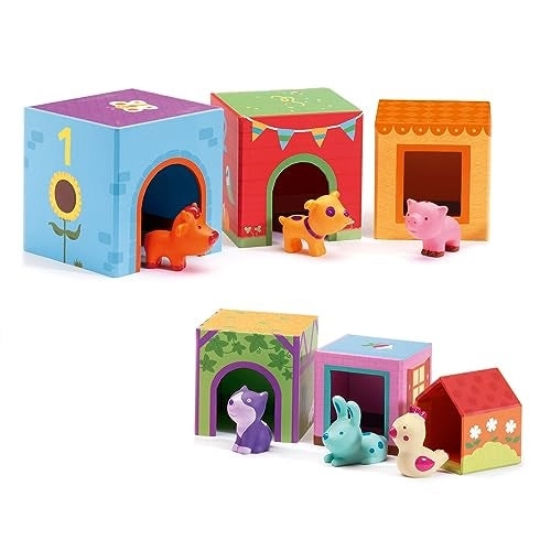 DJECO Topanifarm Blocks - Wooden Blocks 6 pcs Farm