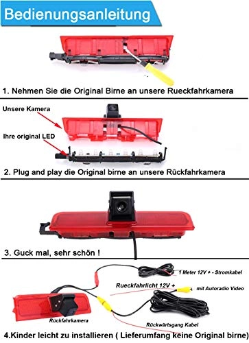 Rear View Mirror Monitor - 4.3 Inch Wired + Brake Light Camera - 1280 x 720 Night vision