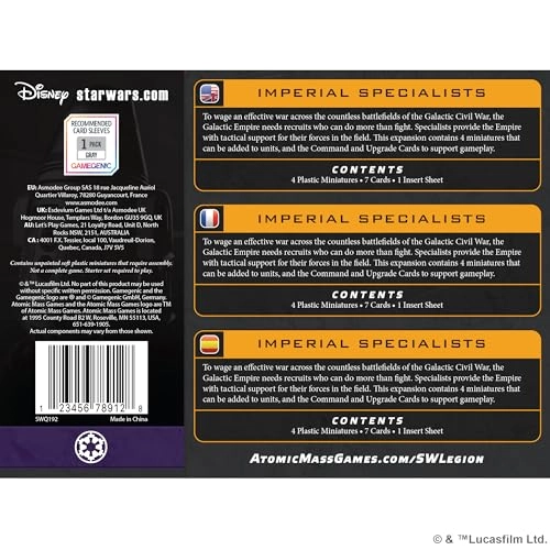 Star Wars: Legion: Imperial Specialists Personnel Expansion - Tabletop Miniatures Game Strategy Game