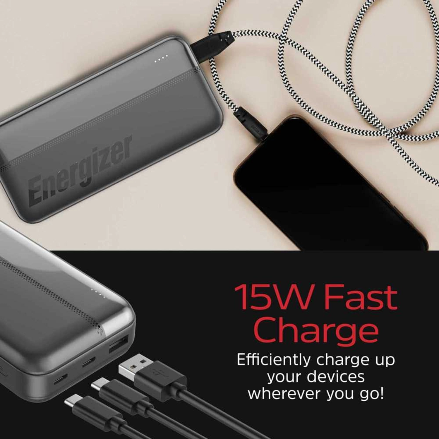 UE20050C - 20,000mAh 15W 1x USB-A 2x USB-C