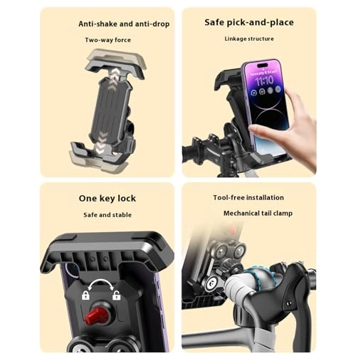 Phone Holder For Motorcycle Handlebar - Anti-Shake 18-34 mm 4.7-7-inch