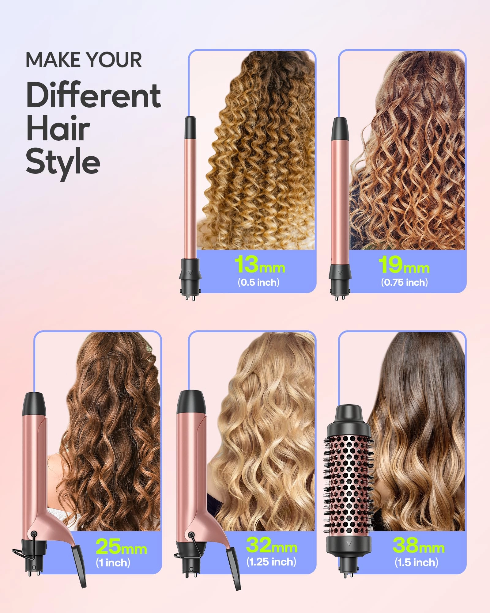 5 in 1 Curling Iron Set - 0.5'-1.25'