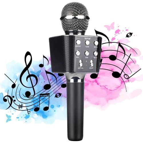 VRJTEC Wireless Karaoke Mic - 2-in-1 Built-in Speaker Black