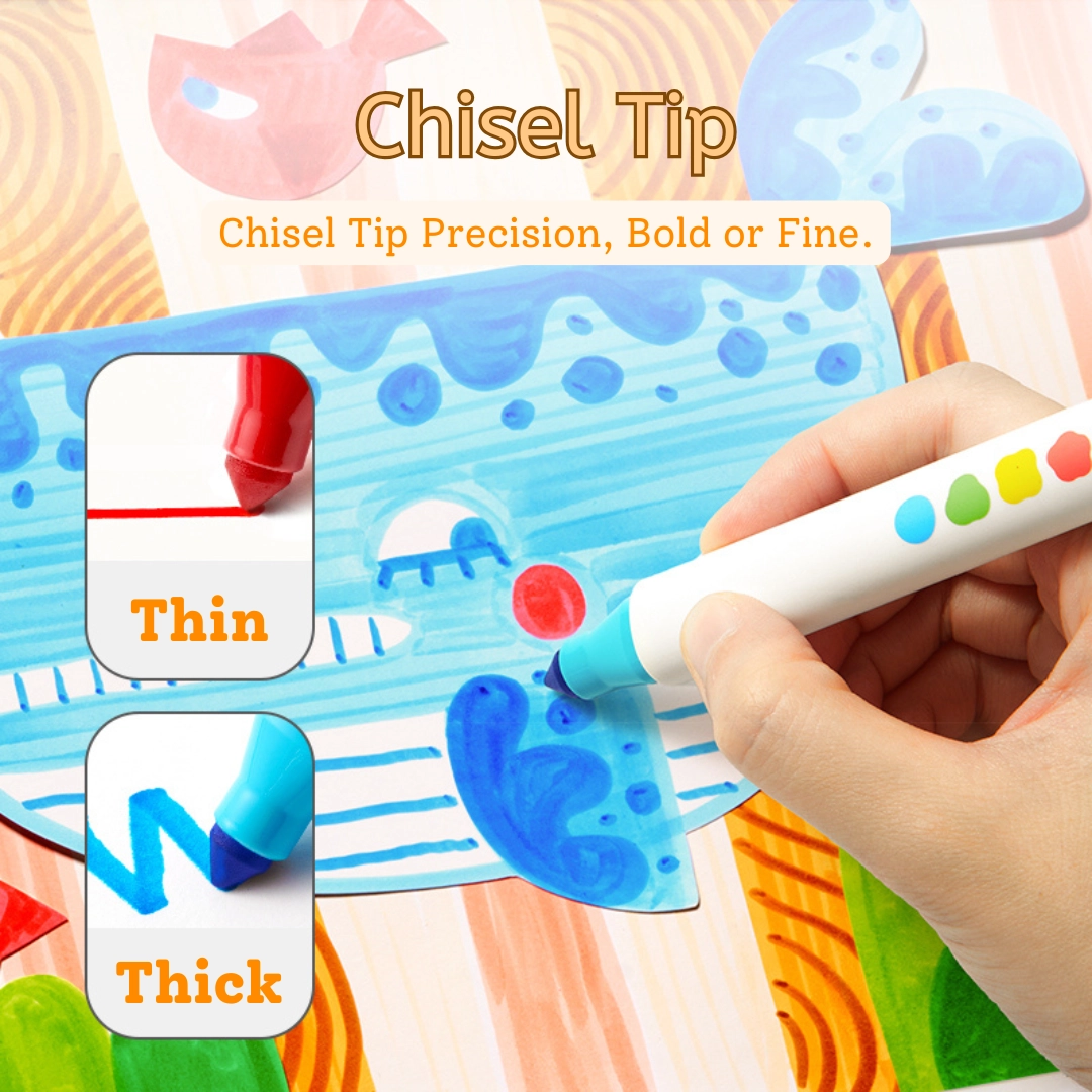 Fine Tip Washable Markers - Multi Colour Large cone tip