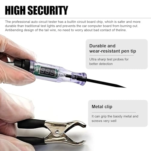 Digital LED Circuit Tester - DC 3V/6V/12V/24V alligator clip