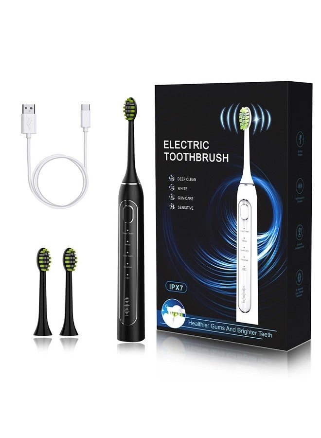 Electric Toothbrush - 2 Brush Heads White Charging Cable