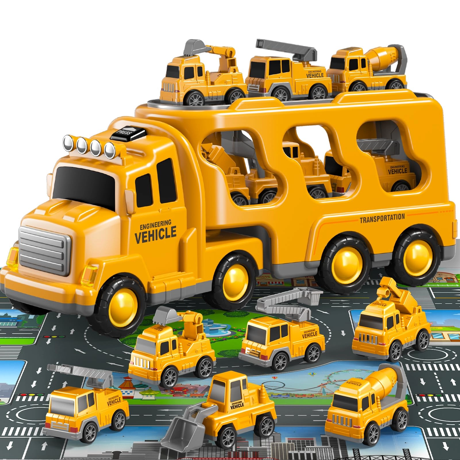 Beby Buty 8 in 1 Construction Trucks Cars Toys - 7pcs