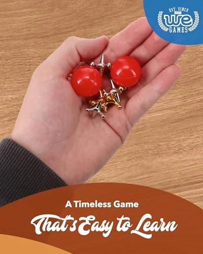 Old-Fashioned Metal Jacks - Wooden Box Red