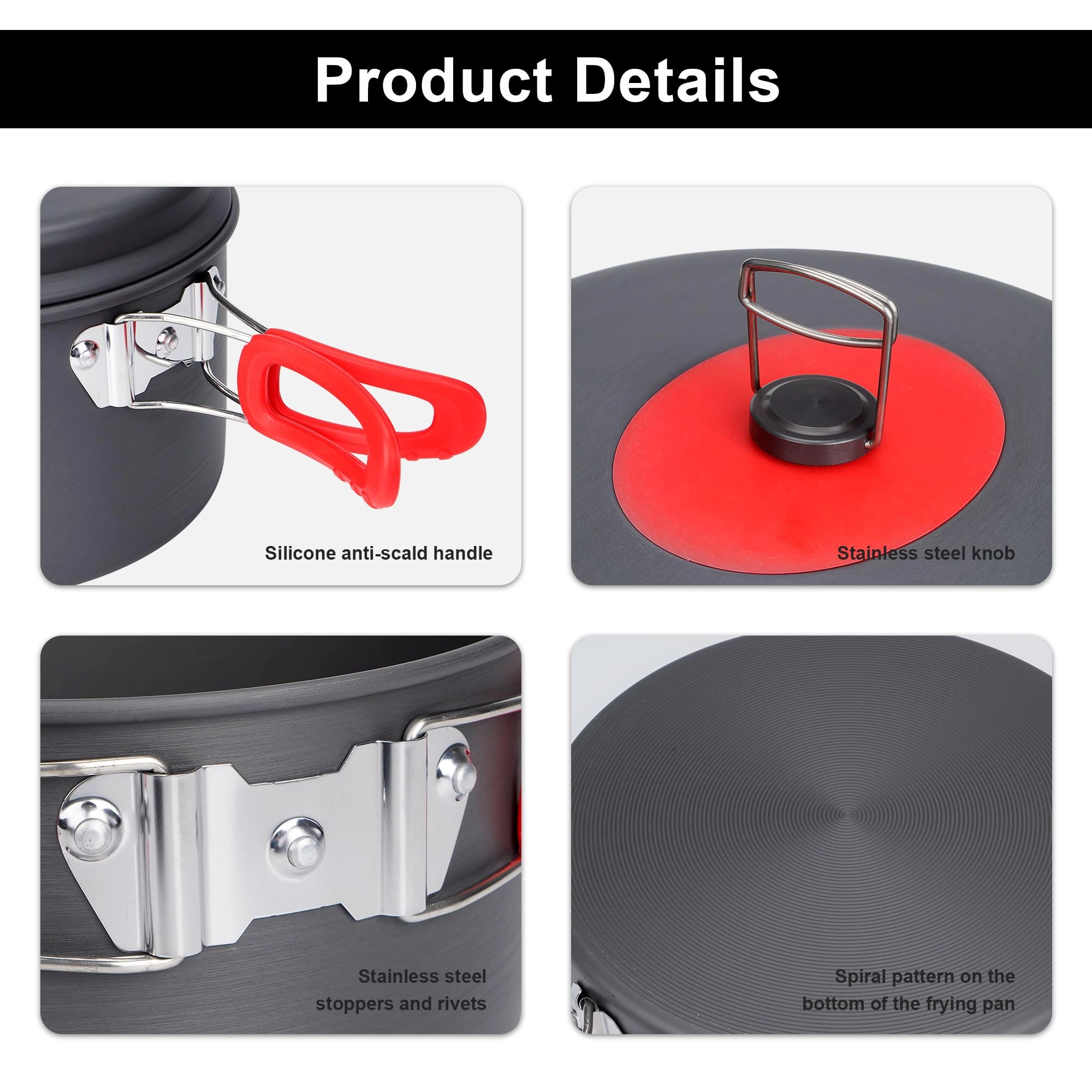 Camping Cookware Set - 3 3.5L 2.2L