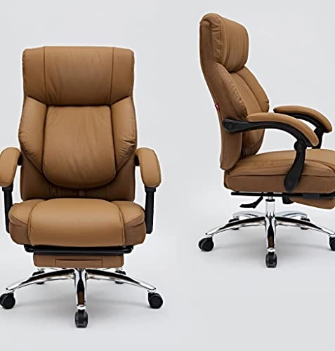 Desk Chair - PU Leather Brown High Back