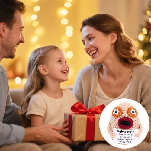 Mini Funny Knitted Potato - 7.5cm