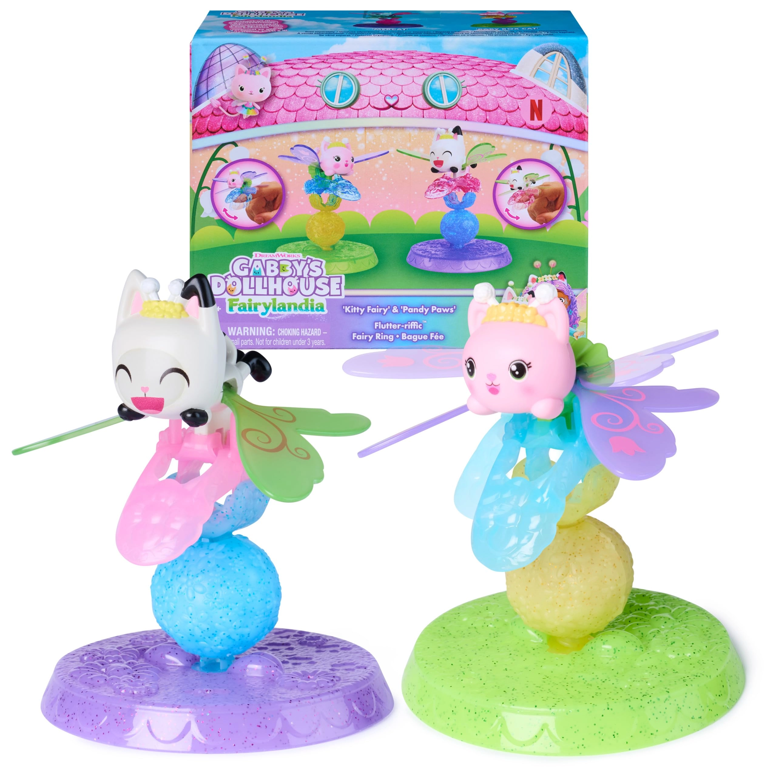 Spin Master Fairy Rings - Kitty Fairy & Pandy Paws 2-Pack with Display Stands Ages 3+