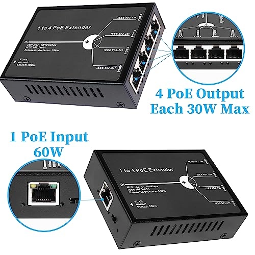 POE5004G-V2 - 48V 30W 4 IEEE802.3af/at/BT 10/100/1000Mbps 60W