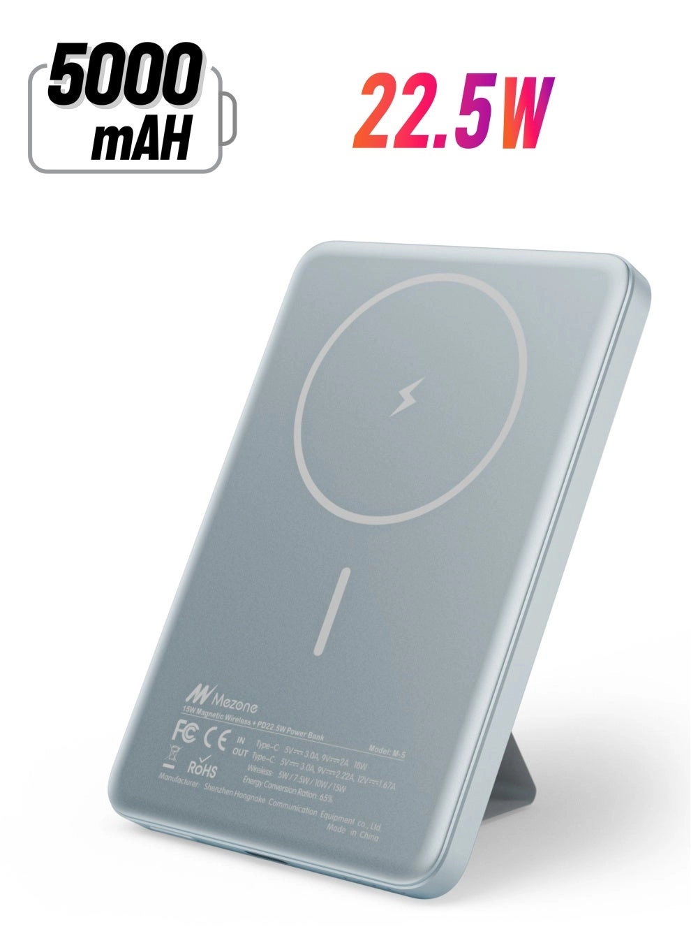 Mezone MZPB5KLBL - 5000mAh 22.5W Fast Charging