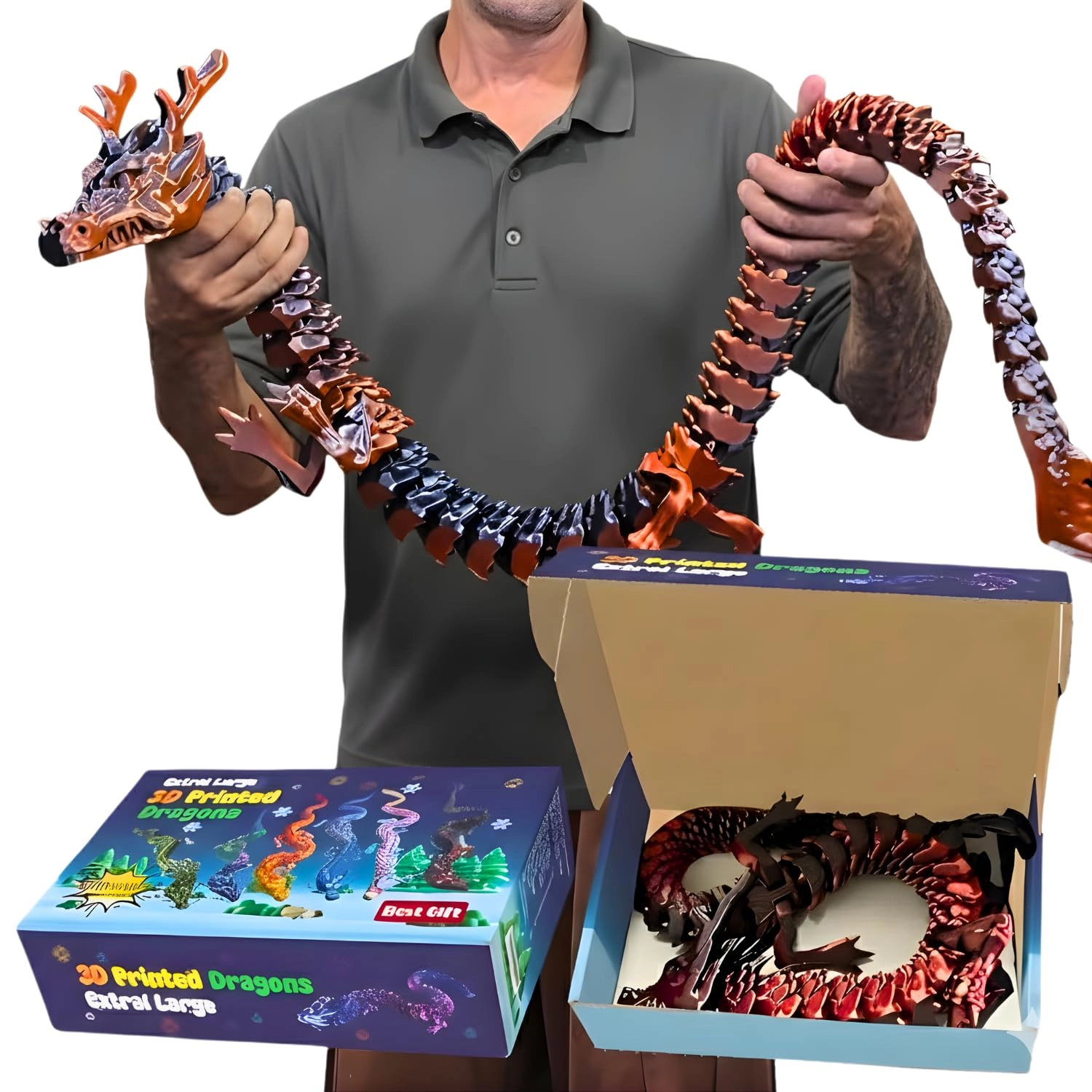 joyroud 3D Printed Dragon Large - Animal, Easter, Fantasy, Mythical, Mythology (90.0 cm) (JR-90-BR)
