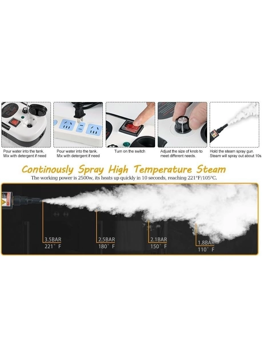 High-Pressure Steam Cleaner - Multi-Purpose Multiple Brush Attachments