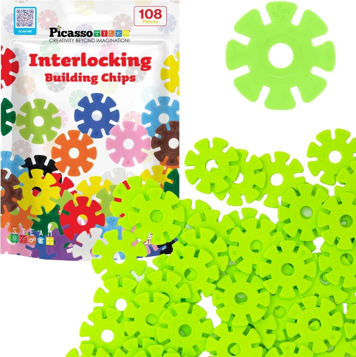 Picasso Magnetic Interlocking Building Chips - 108 pcs