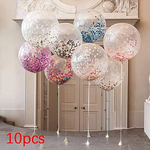 Confetti Balloon And Metallic Balloons - 10Pcs/Set