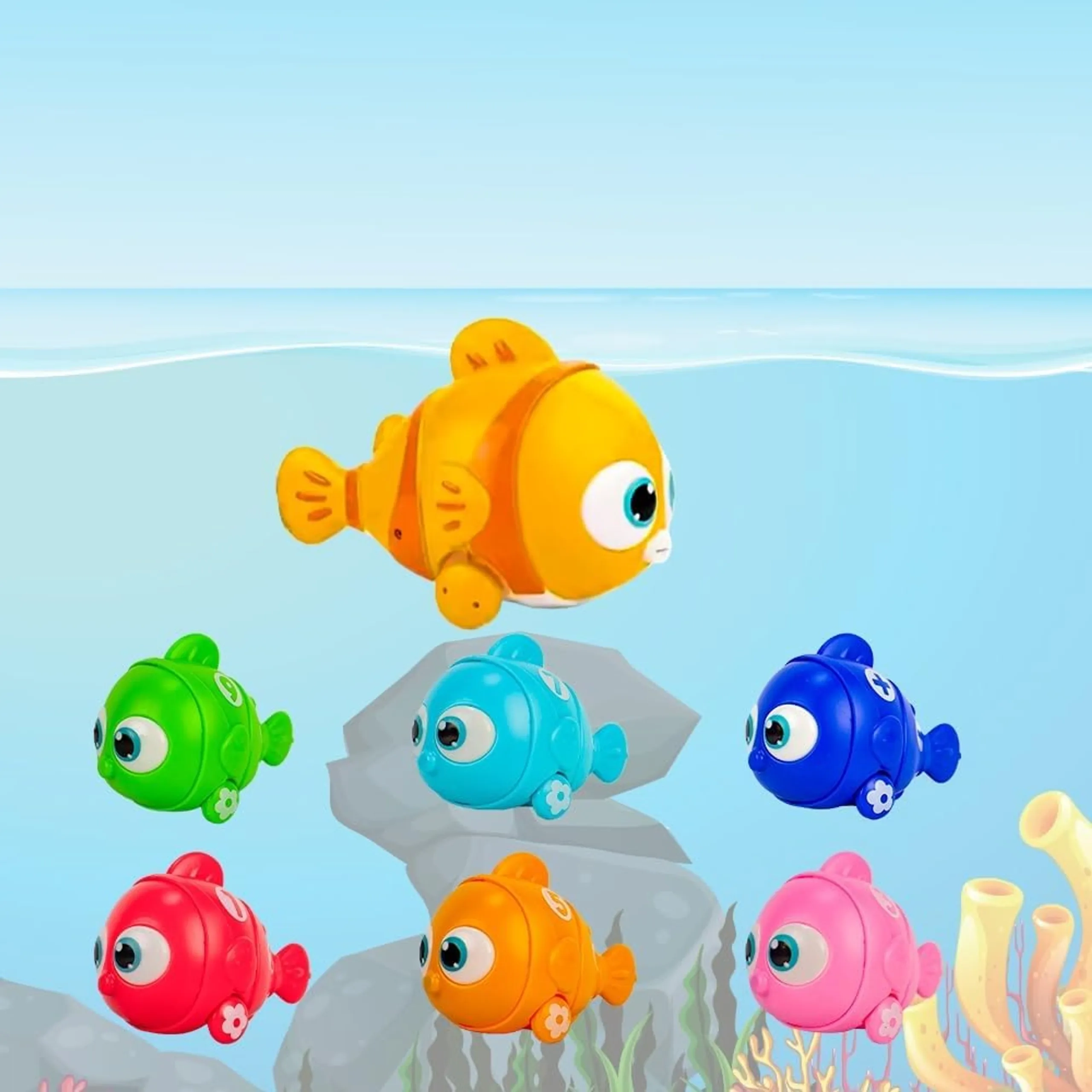 Magnetic Electric Fishing Game Toy Set - 3+ 7 pieces
