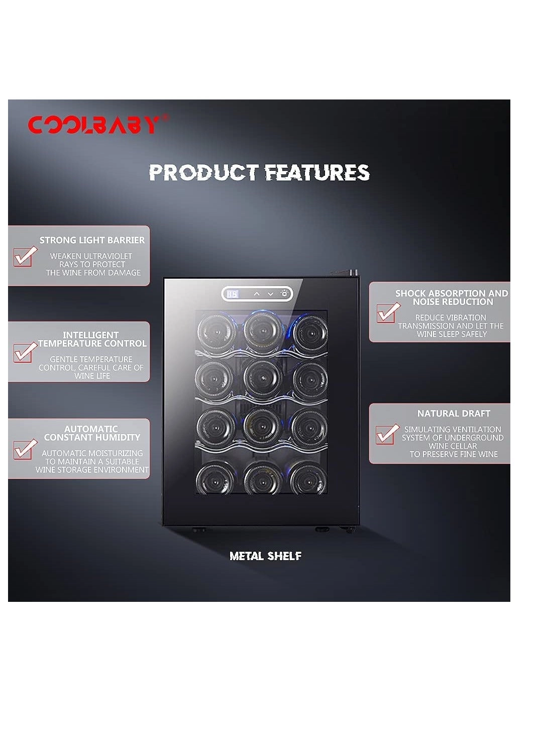 Beverage Refrigerator - single temperature zone 12 Bottles